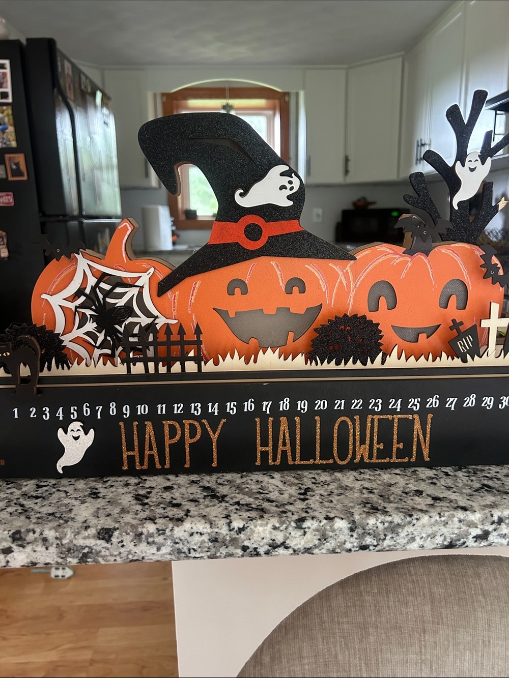 Happy Halloween Wooden Pumpkin Countdown Decor - Orange & Black